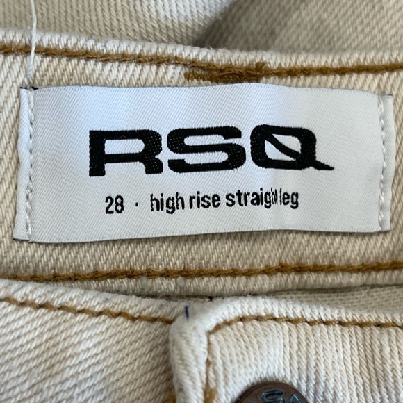 RSQ size 28 high rise straight leg distressed neutral color frayed hem - Picture 6 of 16
